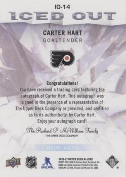 2020-21 Upper Deck Allure - Iced Out Blue Autographs #IO-14 Carter Hart Back
