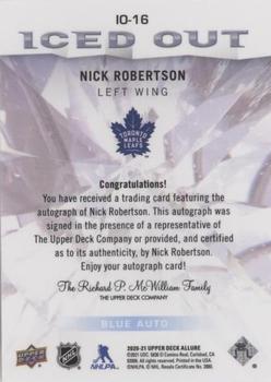 2020-21 Upper Deck Allure - Iced Out Blue Autographs #IO-16 Nick Robertson Back