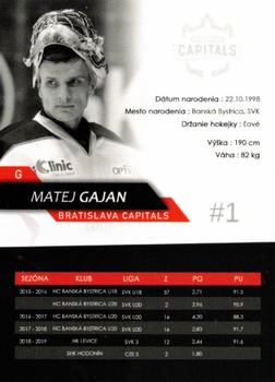 2019-20 Bratislava Capitals (ICEHL) #NNO Matej Gajan Back