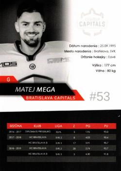 2019-20 Bratislava Capitals (ICEHL) #NNO Matej Mega Back