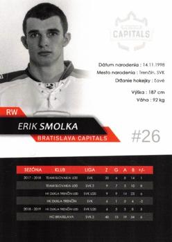 2019-20 Bratislava Capitals (ICEHL) #NNO Erik Smolka Back