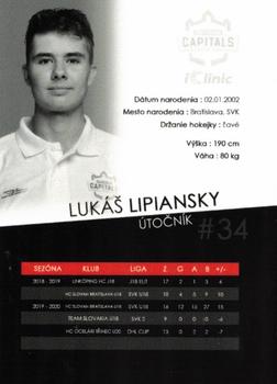 2020-21 Bratislava Capitals (ICEHL) #NNO Lukas Lipiansky Back