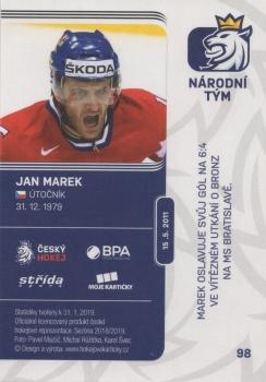 2018-19 Moje karticky Czech Ice Hockey Team - Gold Rainbow #98 Jan Marek Back