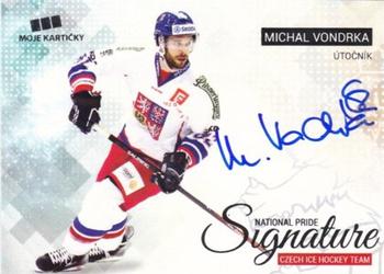 2017-18 Moje karticky Czech Ice Hockey Team - National Pride Signatures Silver #NPS-MV Michal Vondrka Front