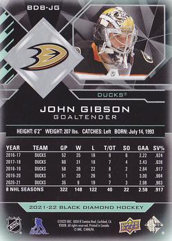 2021-22 Upper Deck Black Diamond #BDB-JG John Gibson Back