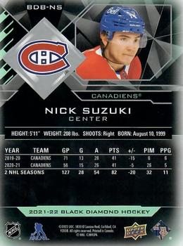 2021-22 Upper Deck Black Diamond #BDB-NS Nick Suzuki Back