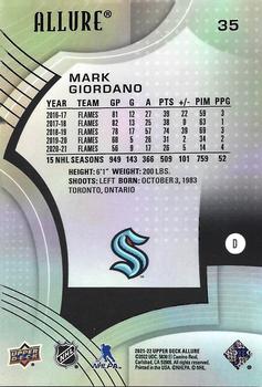 2021-22 Upper Deck Allure #35 Mark Giordano Back