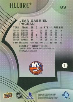 2021-22 Upper Deck Allure #89 Jean-Gabriel Pageau Back