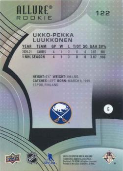 2021-22 Upper Deck Allure #122 Ukko-Pekka Luukkonen Back