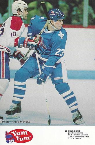 1984-85 Yum Yum Quebec Nordiques #NNO Paul Gillis Front