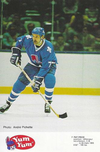1984-85 Yum Yum Quebec Nordiques #NNO Pat Price Front