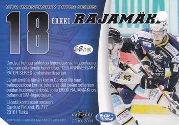2010-11 Cardset Finland - 12th Anniversary Patch Series 2 Redemption #NNO Erkki Rajamäki Back