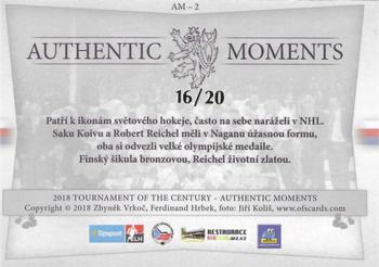2018 OFS Tournament of the Century - Authentic Moments Gold #AM-2 Robert Reichel / Saku Koivu Back
