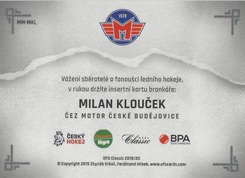 2019-20 OFS Classic Chance liga - Masked Men Aqua Drop #MM-MKL Milan Kloucek Back
