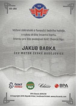 2019-20 OFS Classic Chance liga - Authentic Signature First Day Issue #AS-JBA Jakub Babka Back