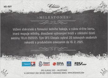 2020-21 OFS Classic Série II - Milestones Gold #MS-RVY Rene Vydareny Back