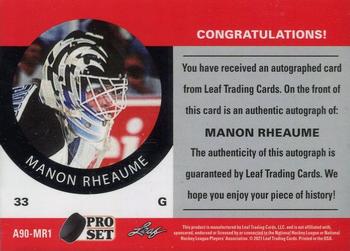 2020-21 Pro Set Memories - 1990-91 Hockey Autographs Red #A90-MR1 Manon Rheaume Back