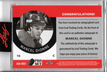 2020-21 Pro Set Memories - 1990-91 Hockey Autographs Red #A90-MD1 Marcel Dionne Back