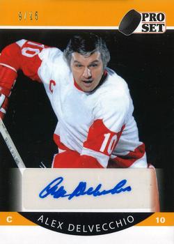 2020-21 Pro Set Memories - 1990-91 Hockey Autographs Yellow #A90-AD1 Alex Delvecchio Front