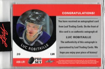 2020-21 Pro Set Memories - 1990-91 Hockey Autographs Green #A90-LR1 Luc Robitaille Back