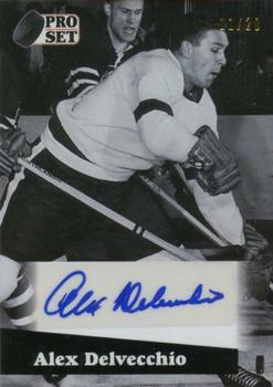 2020-21 Pro Set Memories - 1991-92 Hockey Autographs Black #A91-AD1 Alex Delvecchio Front