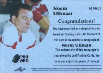 2020-21 Pro Set Memories - 1991-92 Hockey Autographs Green #A91-NU1 Norm Ullman Back