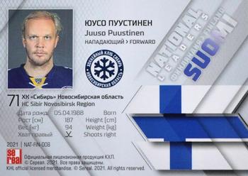 2021 Sereal KHL Collection - National Leaders #NAT-FIN-008 Juuso Puustinen Back