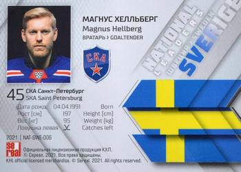 2021 Sereal KHL Collection - National Leaders #NAT-SWE-006 Magnus Hellberg Back