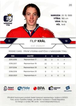 2020-21 Moje karticky Czech Ice Hockey Team #20 Filip Kral Back