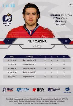 2020-21 Moje karticky Czech Ice Hockey Team - Rainbow #76 Filip Zadina Back