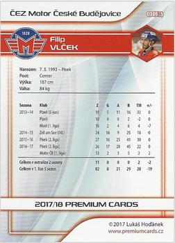 2017-18 Premium Cards WSM Liga #003 Filip Vlcek Back