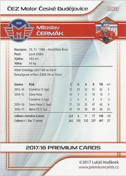 2017-18 Premium Cards WSM Liga #008 Miloslav Cermak Back