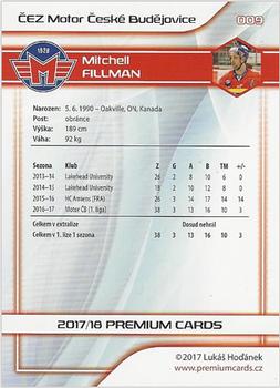 2017-18 Premium Cards WSM Liga #009 Mitchell Fillman Back