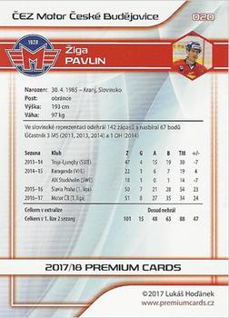 2017-18 Premium Cards WSM Liga #020 Ziga Pavlin Back