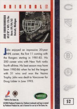 2003-04 Parkhurst Original Six New York - Vancouver The Big One #52 John Vanbiesbrouck Back
