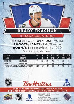 2021-22 Upper Deck Tim Hortons #7 Brady Tkachuk Back