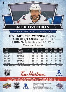 2021-22 Upper Deck Tim Hortons #8 Alex Ovechkin Back