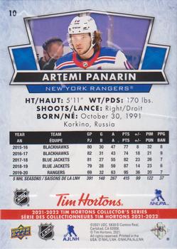 2021-22 Upper Deck Tim Hortons #10 Artemi Panarin Back