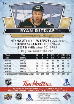 2021-22 Upper Deck Tim Hortons #15 Ryan Getzlaf Back