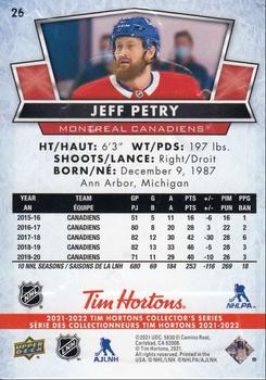 2021-22 Upper Deck Tim Hortons #26 Jeff Petry Back