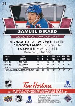 2021-22 Upper Deck Tim Hortons #49 Samuel Girard Back