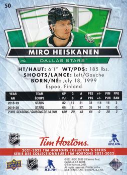 2021-22 Upper Deck Tim Hortons #50 Miro Heiskanen Back