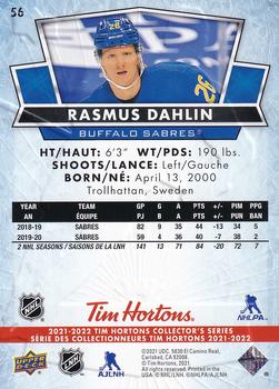 2021-22 Upper Deck Tim Hortons #56 Rasmus Dahlin Back
