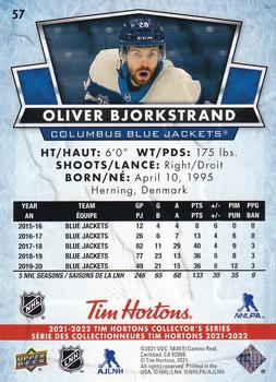 2021-22 Upper Deck Tim Hortons #57 Oliver Bjorkstrand Back