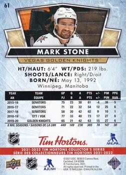 2021-22 Upper Deck Tim Hortons #61 Mark Stone Back