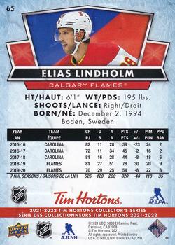 2021-22 Upper Deck Tim Hortons #65 Elias Lindholm Back