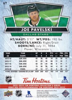 2021-22 Upper Deck Tim Hortons #69 Joe Pavelski Back