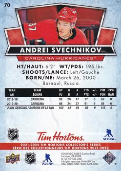 2021-22 Upper Deck Tim Hortons #70 Andrei Svechnikov Back