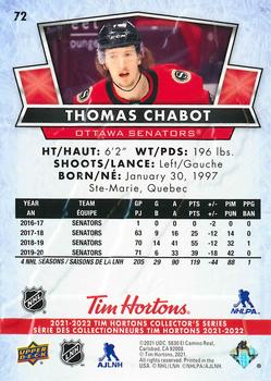 2021-22 Upper Deck Tim Hortons #72 Thomas Chabot Back