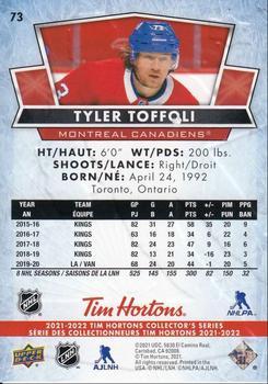 2021-22 Upper Deck Tim Hortons #73 Tyler Toffoli Back
